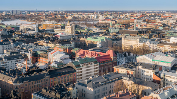 Ilmakuva kiinteistöstä Helsingin ydinkeskustassa
